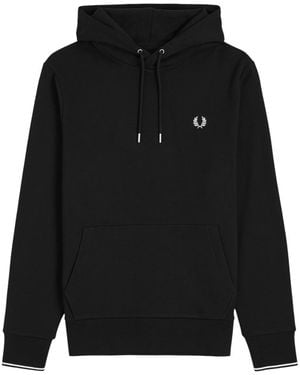 Fred Perry Twin Tipped Pullover Hoodie Cotton - Black