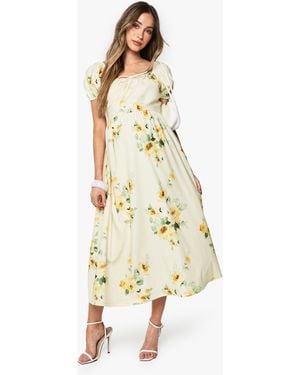 Boohoo Maternity Floral Milkmaid Midi Dress - Metallic