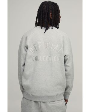 BoohooMAN Heavyweight Oversized Raglan Sleeve Embroidered Sweatshirt - Grey