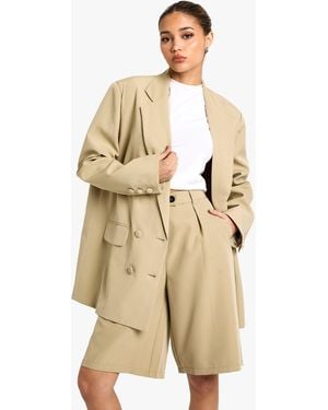 Boohoo Woven Tailored Bermuda Shorts - Natural