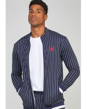 SIKSILK Pins Athletic Mock Neck Long Sleeve Top - Blue