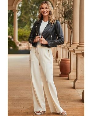 Sosandar Pocket Detail Utility Leather Biker Jacket - Metallic