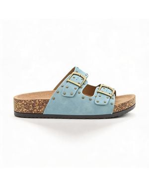 Heavenly Feet Polly Mules Sandals Textile - Blue
