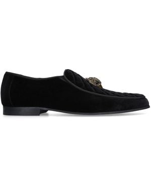 Kurt Geiger Velvet Hugh Eagle Head Loafers - Black