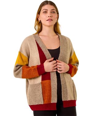 Roman Colour Block Knit Cardigan - Orange