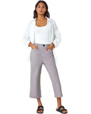 Roman Cropped Stretch Culotte - Grey