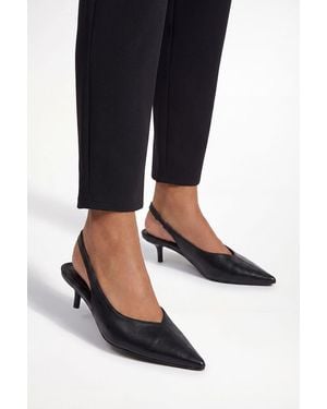 Wallis Bonnie Faux Leather Slingback Kitten Heel Court Shoes - Black
