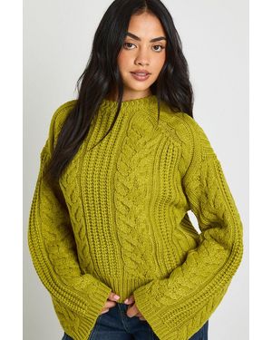 Boohoo Chunky Cable Knit Jumper - Yellow