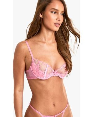 Boohoo Heart Embroidered Quarter Cup Balconette Bra