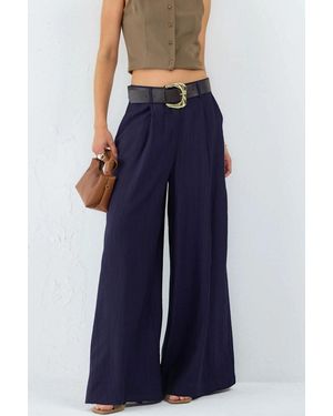 Busem High Waist Wide Leg Trousers With Pleats - Blue