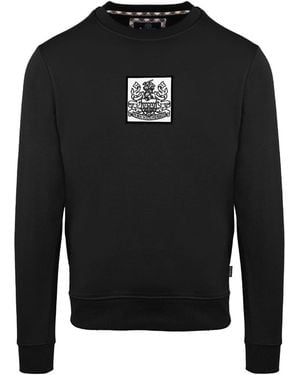 Aquascutum Crew Neck Ribbed Collar Long Sleeve Sweatshirt - Black