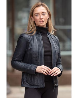 Ashwood Leather Real Mandarin Collar Jacket - Grey