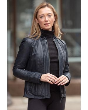 Ashwood Leather Real Mandarin Collar Jacket - Grey