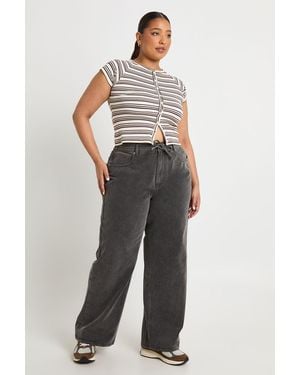 Boohoo Plus Elasticated Back Tie Drawstring Straight Leg Jean - Black