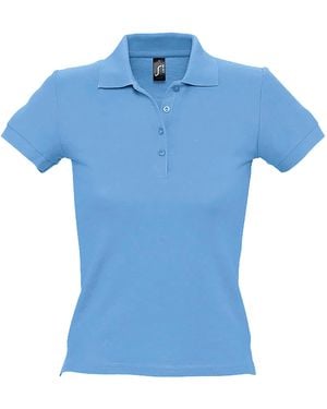 Sol's Ladies People Pique Short Sleeve Cotton Polo Shirt (Sky) - Blue