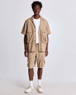 Lyle & Scott Cotton Linen Cargo Shorts - Natural