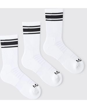 BoohooMAN Active Gym Crew Sock 3 Pack - White