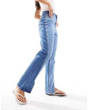 Y.A.S Mixed Denim Spliced Straight Leg Jeans - Blue