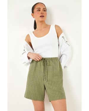 Roman Petite Stripe Drawstring Shorts - Green