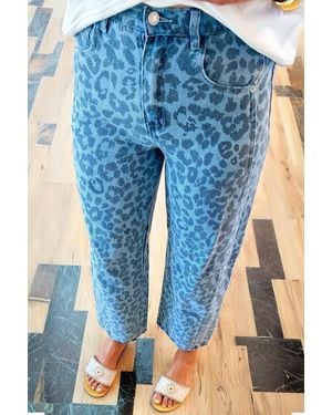 Azura Exchange Leopard Print Relaxed Jeans - Blue