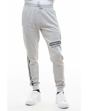 D Rock Joggers With Logo Side Zipper Pocket Ribbed Cuff - Grey