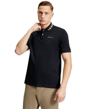 Ben Sherman Interest Polo Shirt Cotton - Black