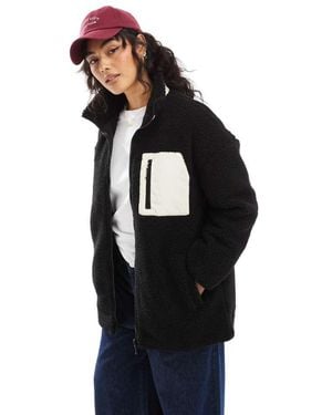 ONLY Oversized Funnel Neck Teddy Fleece Jacket - Black