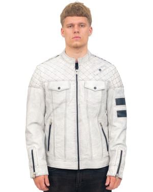 Infinity Leather Vintage Quilted Racing Jacket-Cardiff - White