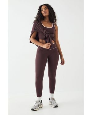 DSGN Studio Sports Sculpt Contrast Piping High Waist Legging - Brown