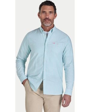 Raging Bull Long Sleeve Stanford Stripe Oxford Shirt - Blue