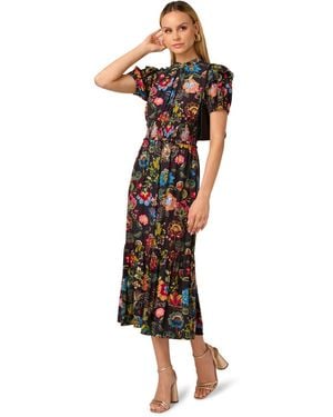 Adrianna Papell Printed Midi Dress - Black