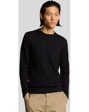 Lyle & Scott Superfine Cotton Crew Neck Jumper - Black