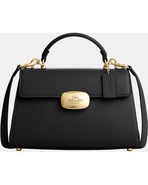 COACH Smooth Leather Eliza Top Handle Bag - Black