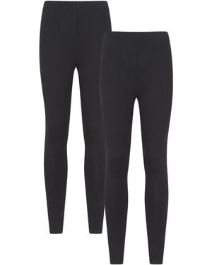 Mountain Warehouse Ladies Cotton Blend Leggings (Pack Of 2) (Jet) - Black