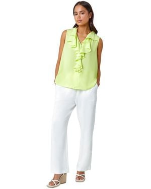 Roman Petite Frill Front Vest Top - Yellow