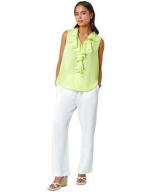Roman Petite Frill Front Vest Top - Yellow