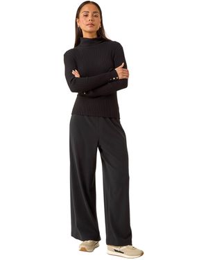 Roman Petite Brushed Ribbed Trouser - Black