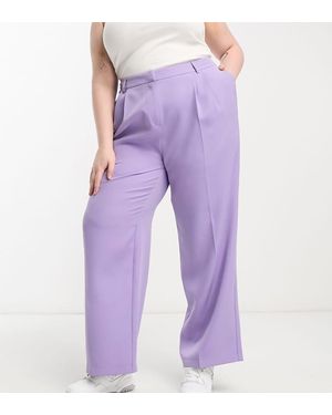 Yours Tailored Wide Leg Trousers - Purple