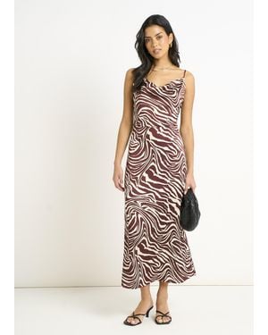 Gini London Zebra Cowl Neck Midi Dress - Natural