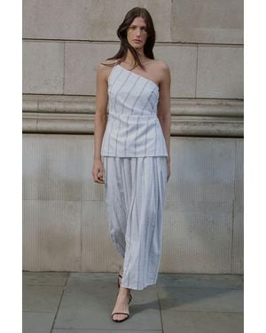 Karen Millen Beaded Pinstripe Full Midi Skirt - Grey