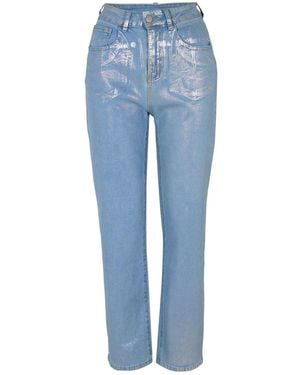 Amy Lynn Amylynn Lupe Metallic Patterned Five Pocket Trousers - Blue