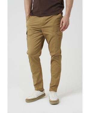 Brave Soul Cotton Twill Cargo Style Chino Trousers - Natural