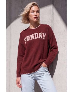 Roman Sunday Slogan Knit Jumper - Red