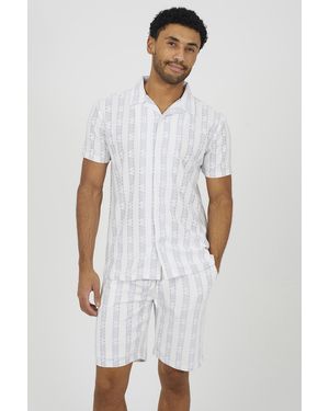 Brave Soul Graphic Stripe Shorts - White