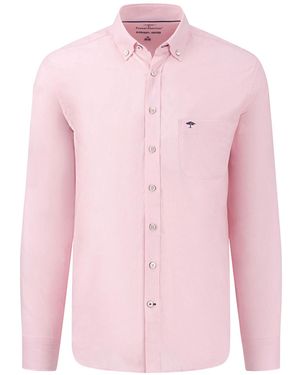 Fynch-Hatton Long Sleeved Oxford Button Down Collar Shirt Cotton - Pink