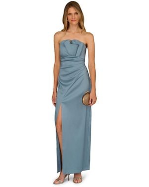 Adrianna Papell Aidan Stretch Mikado Long Dress - Blue
