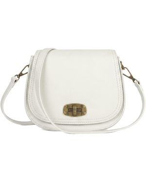 Woodland Leathers Small Crossbody Bag, Vintage Look Faux Leather Shoulder - White