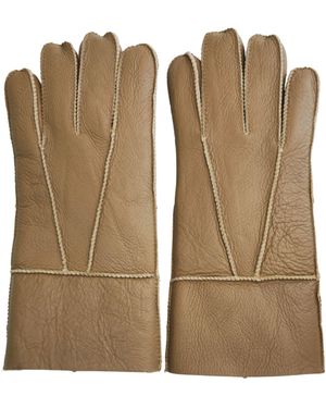 Infinity Leather Sheepskin Gloves With Roll Up/Down Cuff - Green
