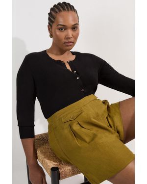 Karen Millen Plus Size Viscose Blend Popper Knitted Cardigan - Green