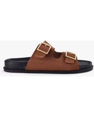 Clarks Zarlea Buckle Tan Suede Sandals - Brown